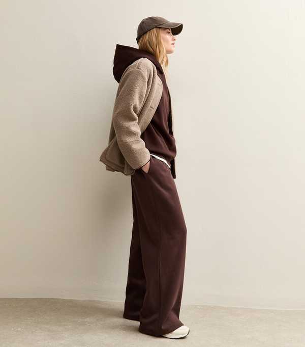 New Look Dark Brown Elasticated Waist Wide Leg Joggers