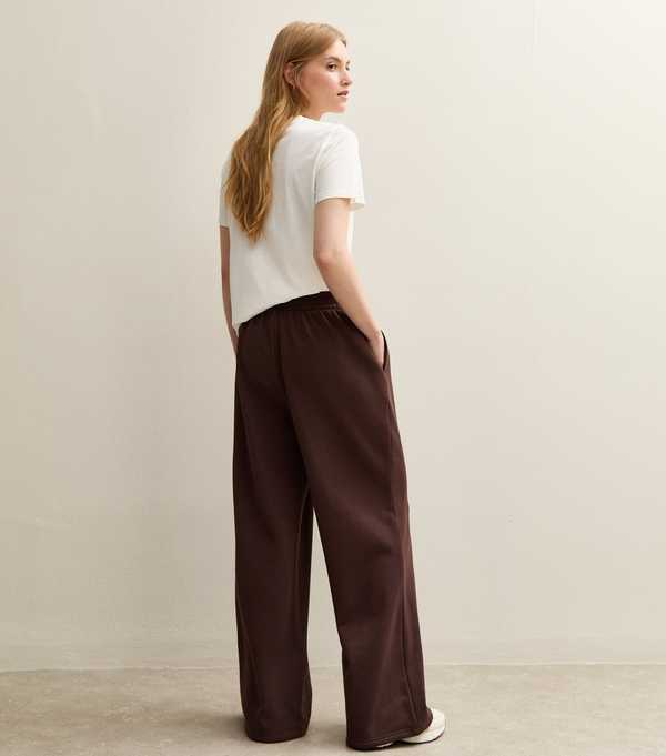 New Look Dark Brown Elasticated Waist Wide Leg Joggers