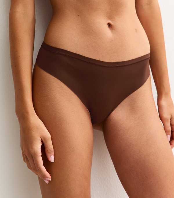 New Look Dark Brown No VPL Lace Back Brazilian Briefs