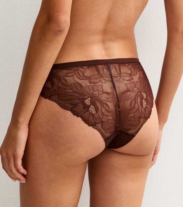 New Look Dark Brown No VPL Lace Back Brazilian Briefs