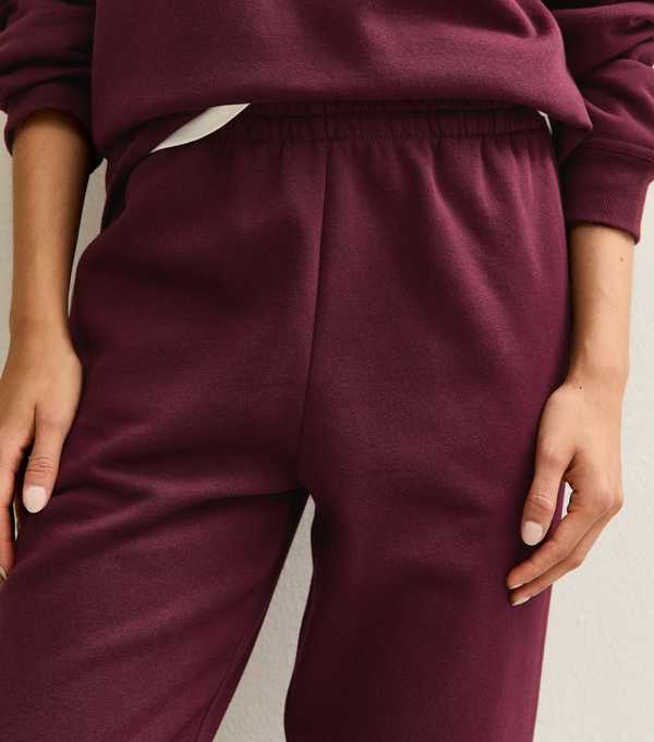 New Look Dark Burgundy Elasticated Waist Wide Leg Joggers