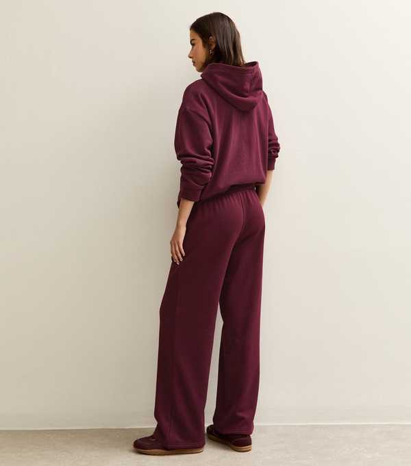 New Look Dark Burgundy Elasticated Waist Wide Leg Joggers