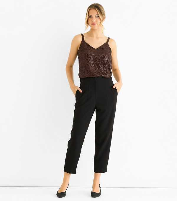 new look Gini London Black Ankle Grazer Cigarette Trousers