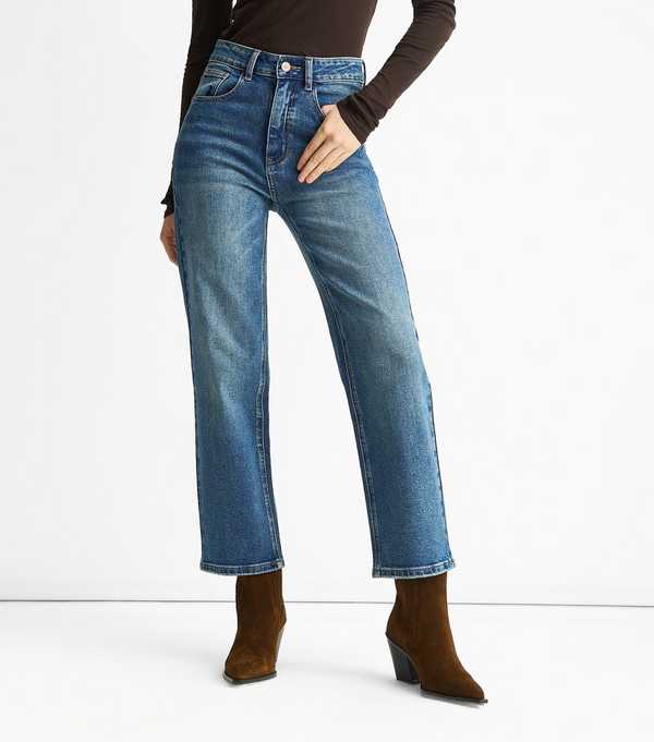 New Look Gini London Blue Mid Rise Straight Leg Jeans