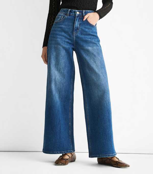 New Look Gini London Blue Mid Rise Wide Leg Denim Jeans