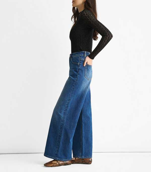 New Look Gini London Blue Mid Rise Wide Leg Denim Jeans