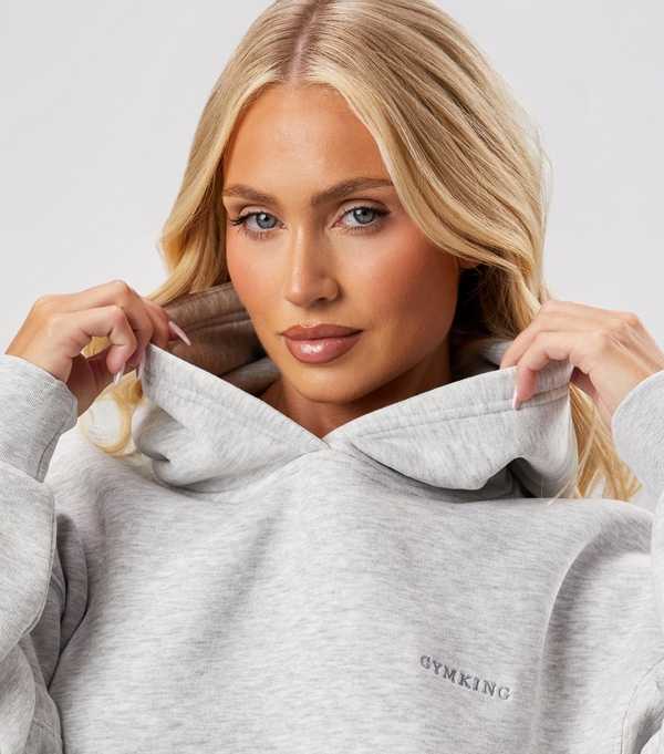New Look Gym King 365 Light Grey Relaxed Fit Hoodie