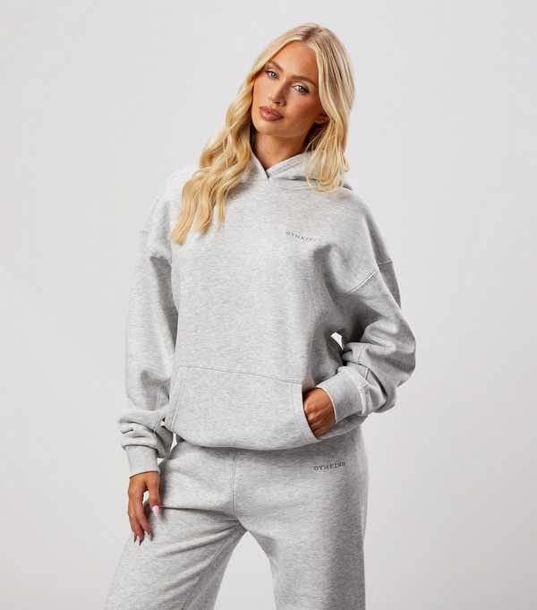new look Gym King 365 Light Grey Relaxed Fit Hoodie