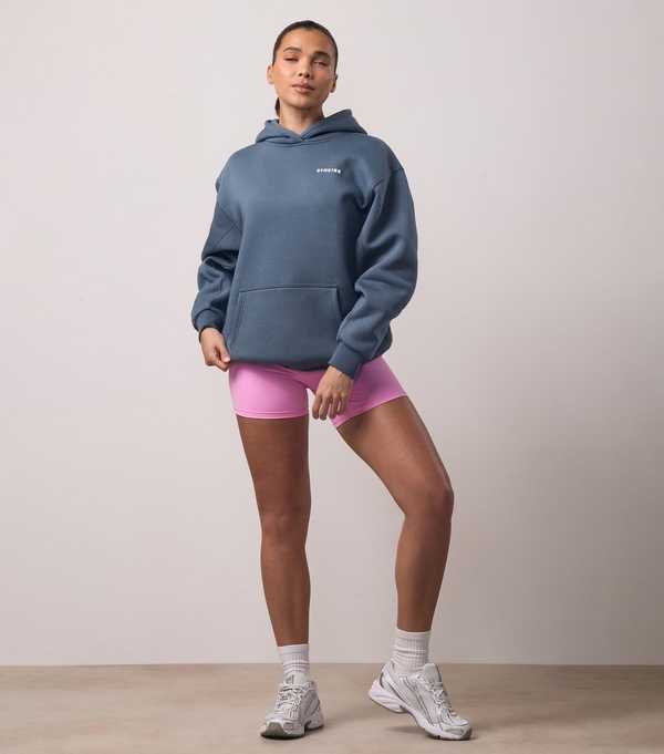 New Look Gym King Blue Challenge Your Limits Slogan Print Hoodie