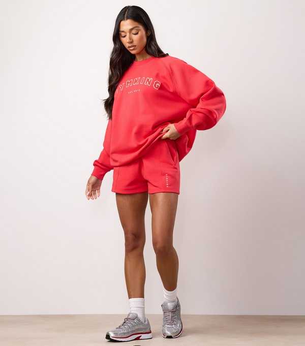 New Look Gym King Bright Pink Logo Appliqued Sweatshirt