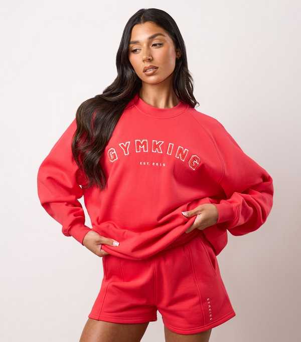 new look Gym King Bright Pink Logo Appliqued Sweatshirt