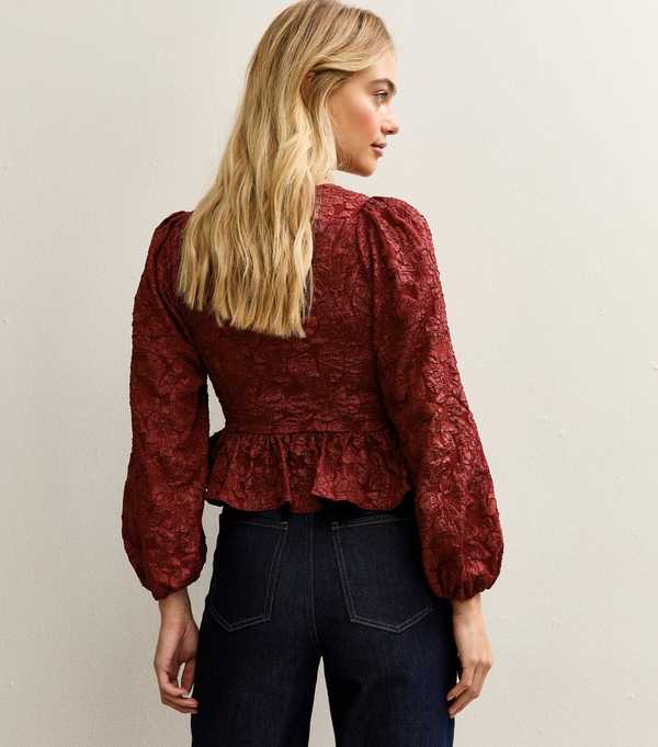 New Look Julie Jacquard Square Neck Neck Button Top