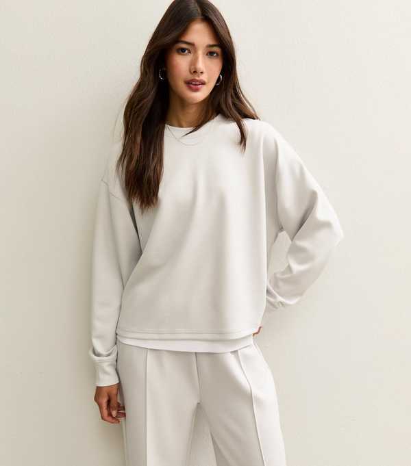 New Look Light Grey Premium Oversized Crew Neck Sweatshirt