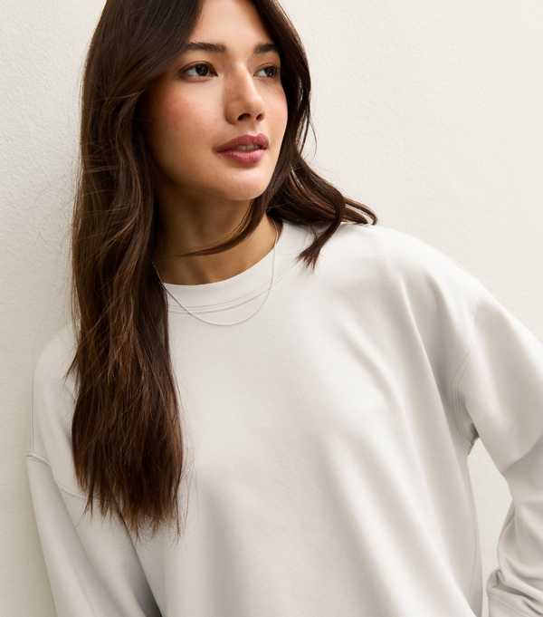 new look Light Grey Premium Oversized Crew Neck Sweatshirt