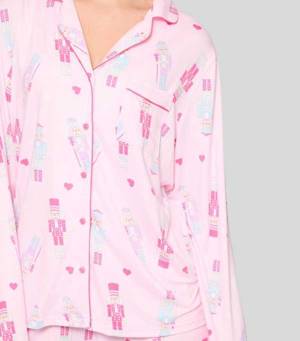 New Look Loungeable Pink Nutcracker Print Wide Leg Pyjama Set