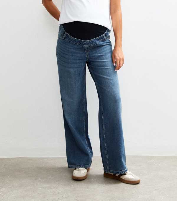 New Look Maternity Blue Over Bump Adalae Wide Leg Jeans