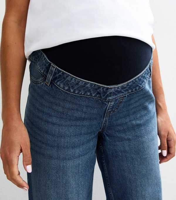 New Look Maternity Blue Over Bump Adalae Wide Leg Jeans