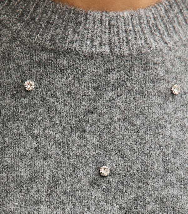 New Look Mid Grey Diamanté Embellished Short Sleeve Top