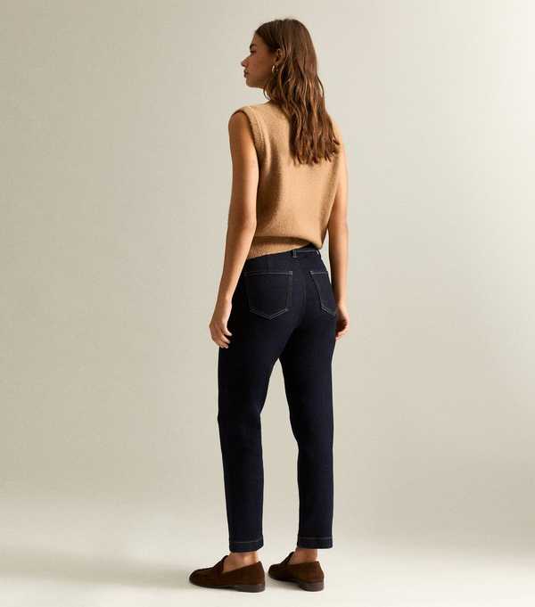 New Look Navy Casey Creased Front Straight Leg Jeans