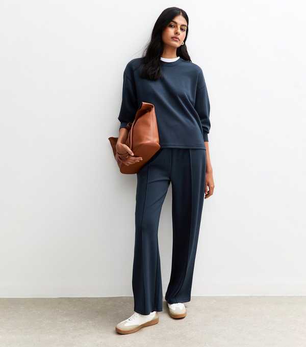 New Look Navy Premium Oversized Crew Neck Sweatshirt