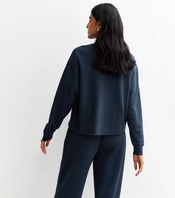 New Look Navy Premium Oversized Crew Neck Sweatshirt