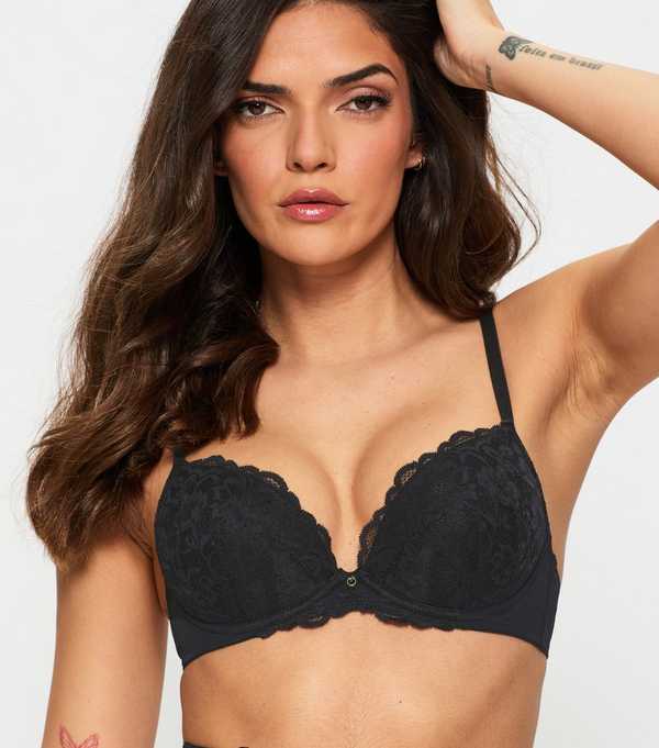 new look Ann Summers Black Lace Padded Plunge Bra