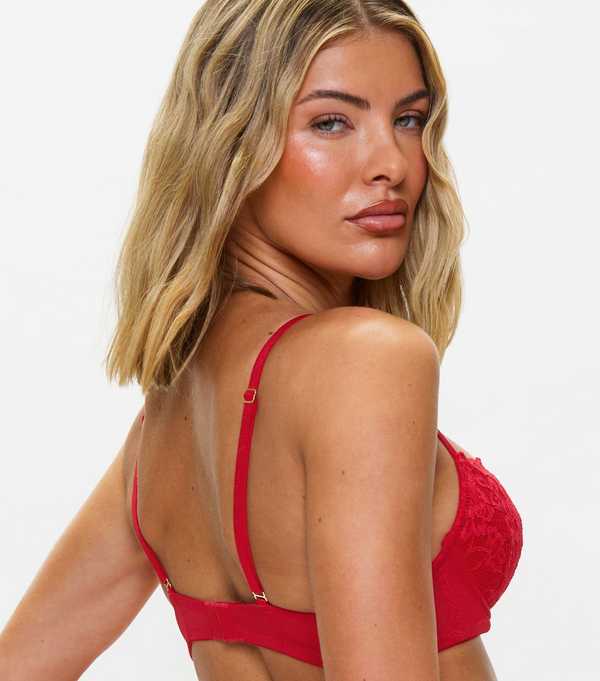 New Look Ann Summers Red Lace Padded Balcony Bra