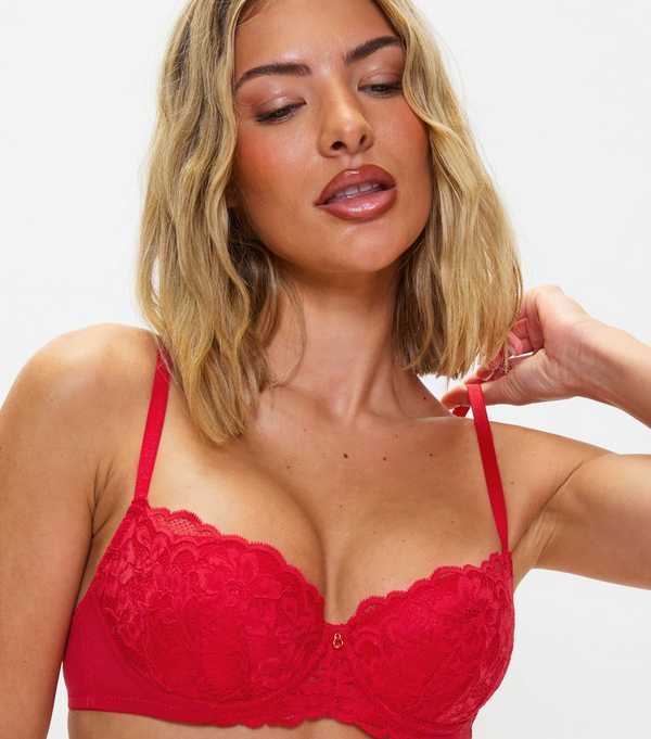new look Ann Summers Red Lace Padded Balcony Bra