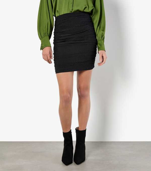 New Look Apricot Black Ruched Side Mini Skirt