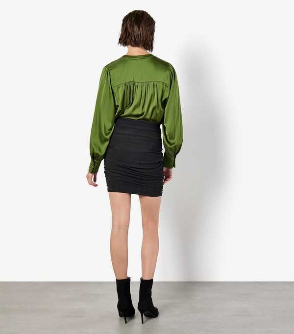 New Look Apricot Black Ruched Side Mini Skirt