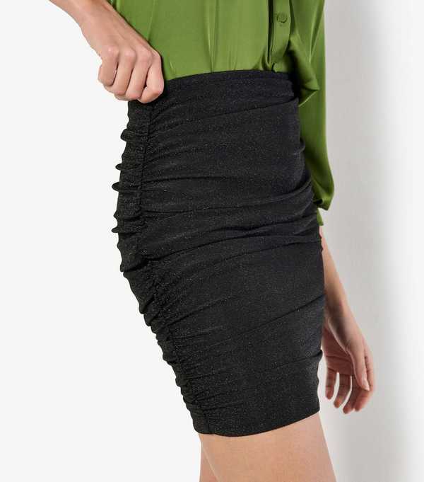 New Look Apricot Black Ruched Side Mini Skirt
