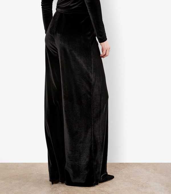 New Look Apricot Black Velvet Clean Waist Trousers