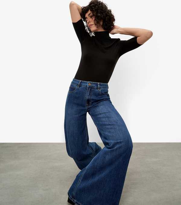 New Look Apricot Navy Super Wide Leg Jeans