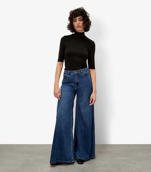 new look Apricot Navy Super Wide Leg Jeans
