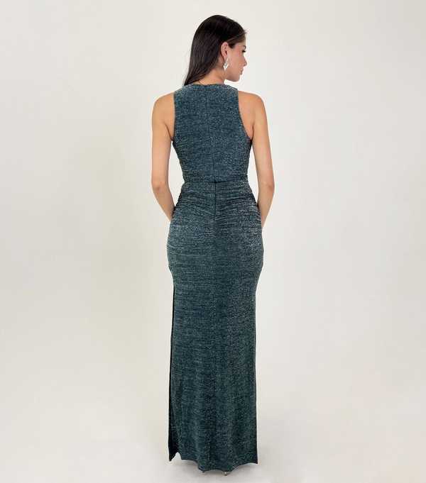 New Look AX Paris Teal Sparkle O-Ring Midi Dress