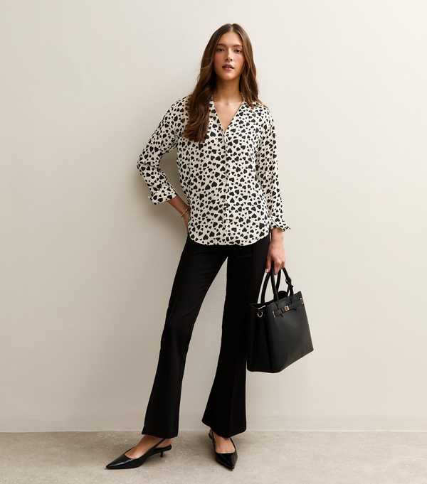 New Look Black And White Heart Print Shirt