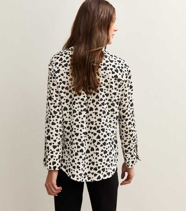 New Look Black And White Heart Print Shirt