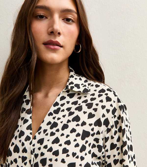 new look Black and White Heart Print Shirt