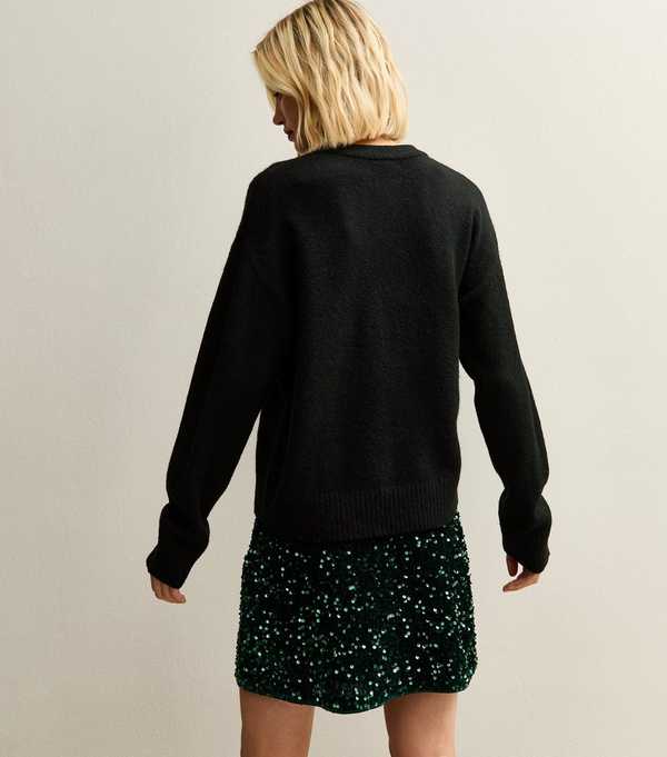 New Look Black Cat Design Christmas Jumper