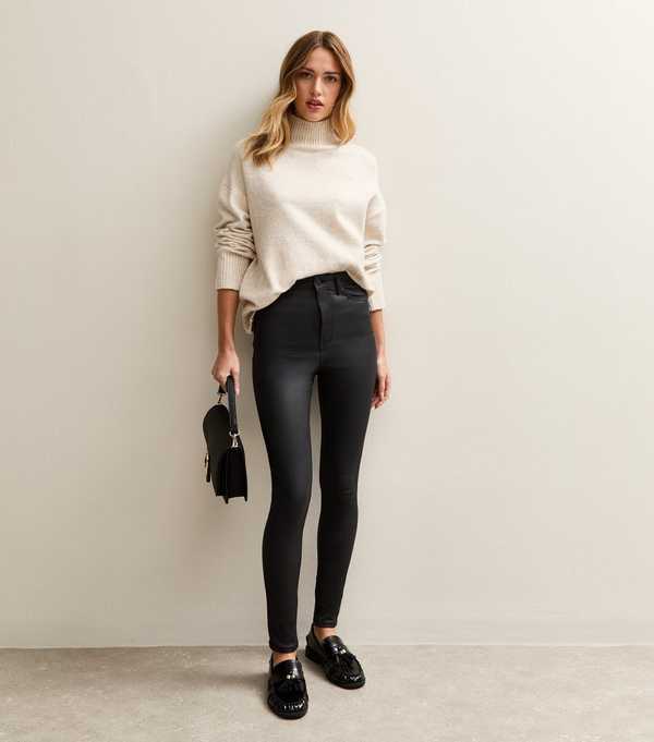 new look Black Coated Lift & Shape Jenna Jeans