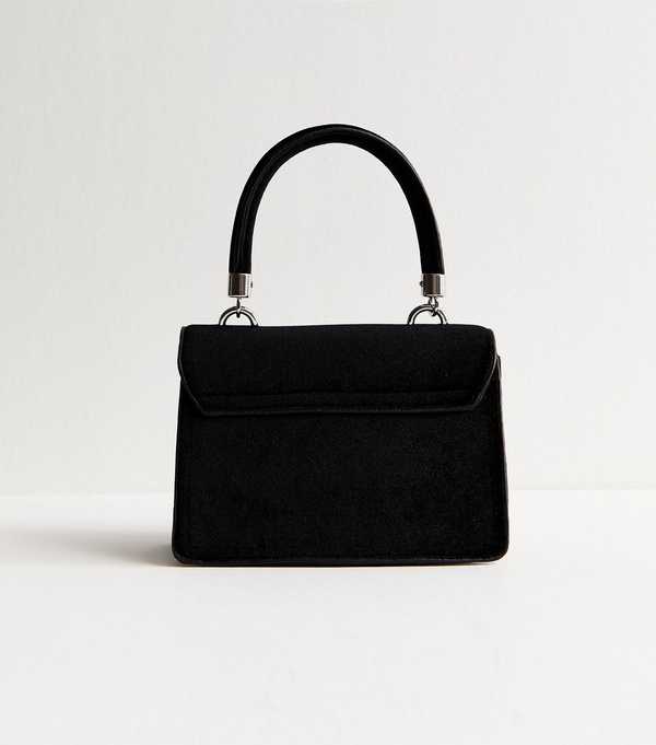 New Look Black Diamante Bow Top Handle Bag