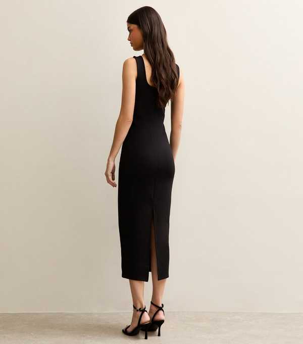 New Look Black Diamante Flower Midi Dress