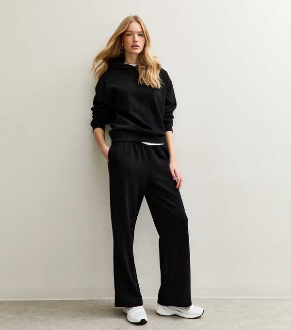new look Black Elasticated Waist Wide Leg Joggers