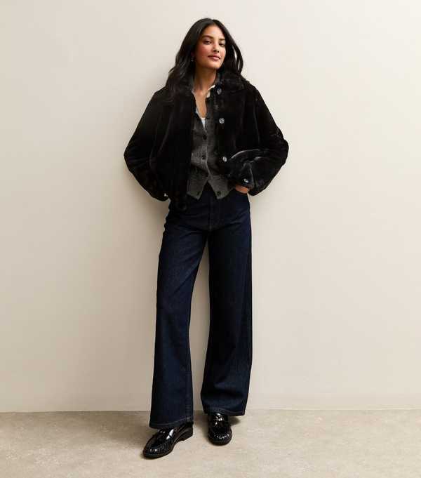 New Look Black Faux Fur Jacket