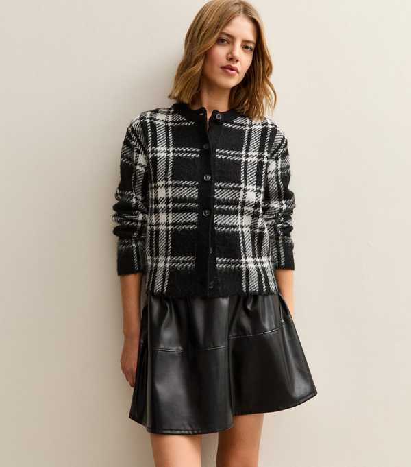 new look Black Faux Leather A-Line Mini Skirt