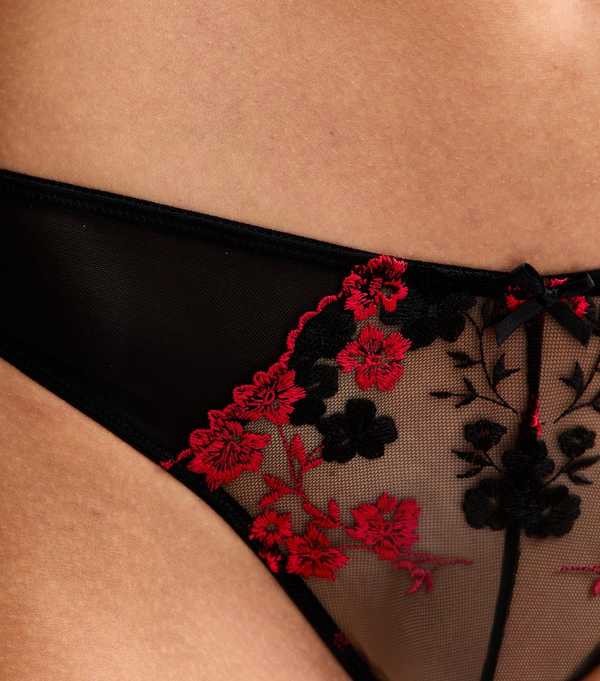 New Look Black Floral Embroidered Brazilian Briefs