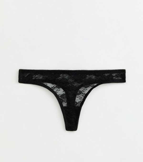 new look Black Floral Lace Thong