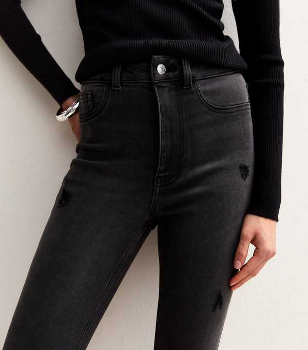 New Look Black Hallie Disco Ripped Skinny Jeans