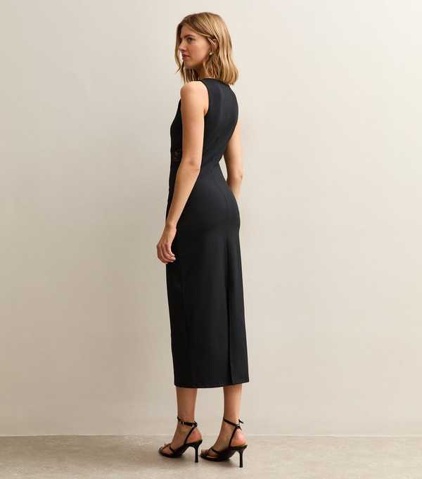 New Look Black Lace Insert Sleeveless Midi Dress