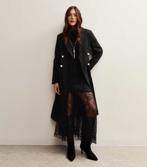 New Look Black Lace Midi Skirt